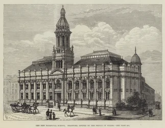 La nueva escuela técnica, Bradford, inaugurada por el Príncipe de Gales